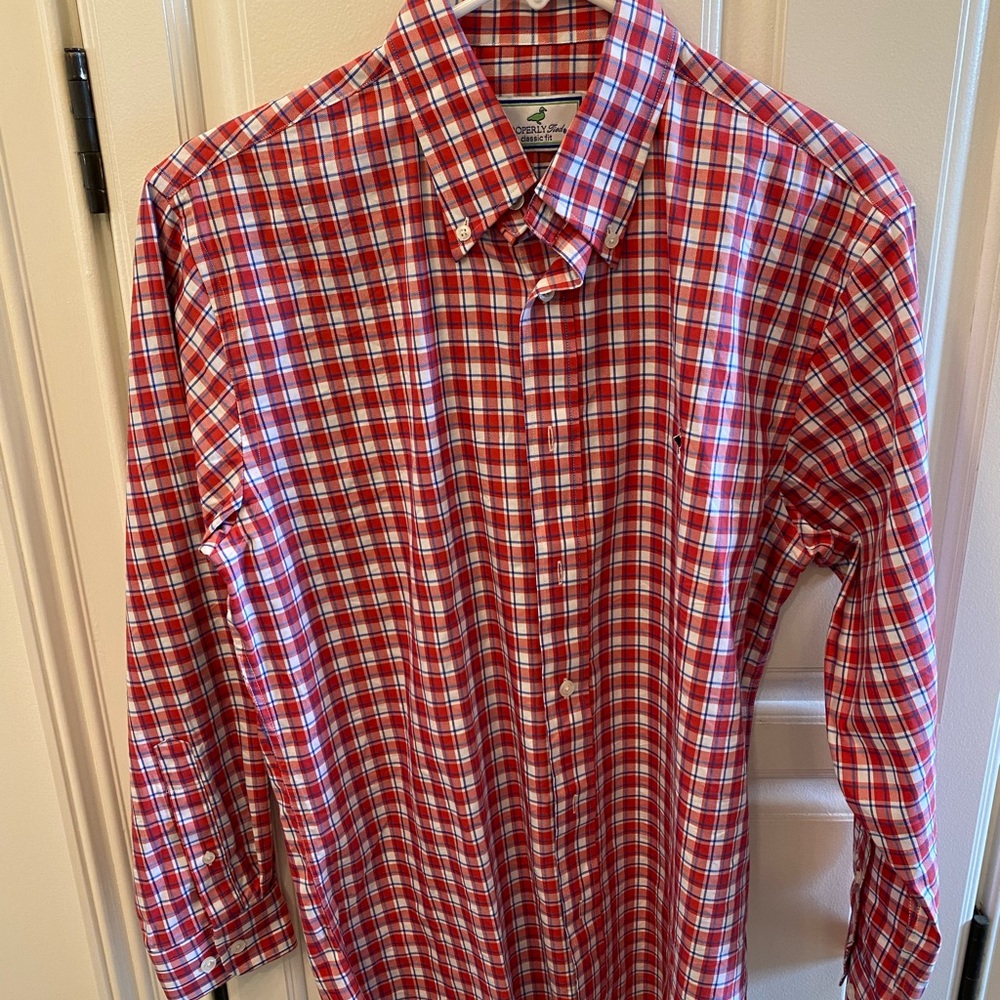 Classic Red Plaid Men's Button Down Shirt